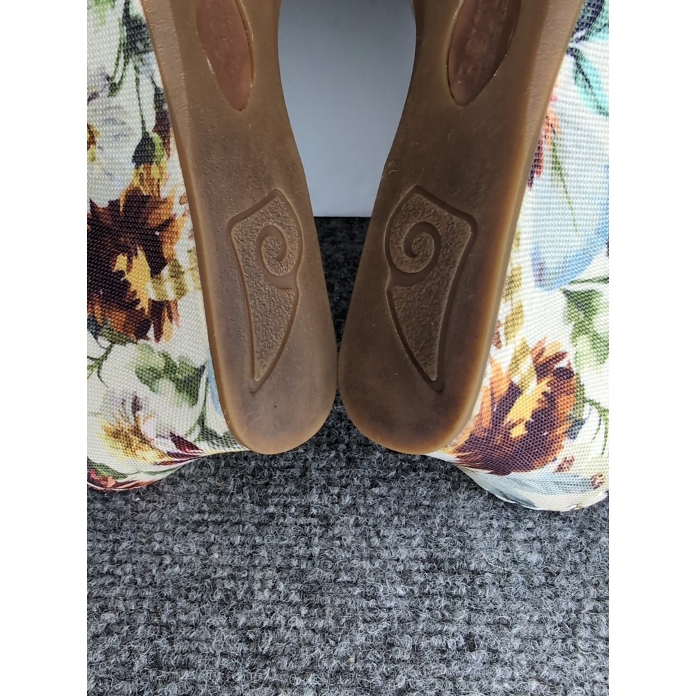 BORN Women's Wedge Sandals Size 10 M Floral Bottom VCJA22 Ivory Leather Slip On - Picture 10 of 11